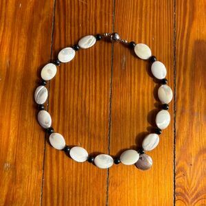 Handmade One of a Kind Black onyx / mother of pearl necklace